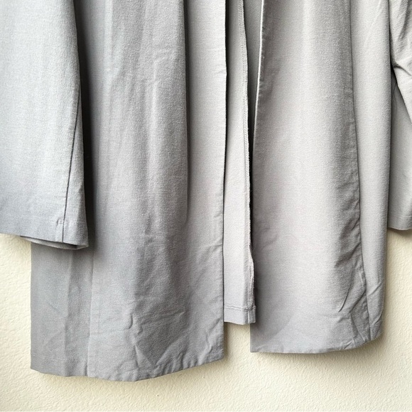 Eileen Fisher Zinc Grey Gray Lightweight Washable Stretch Crepe Long Jacket Sz M - Picture 7 of 14